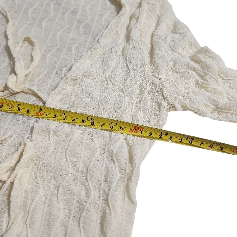 Fairycore Boho Lace Tie Front Cardigan Women Small Cream cottagecore Layering - Picture 4 of 10